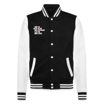 Patentante Tante - College-Sweatjacke - Schwarz/Weiß - Vorne - Nik (191cm) & Marisol (170cm)