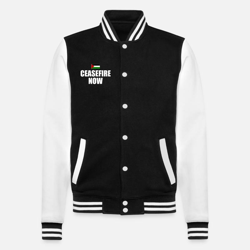 ceasefire now - College Sweat Jacket - black/white