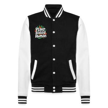 Vegetarisch Vegan Veggie Vegetarier - College-Sweatjacke - Schwarz/Weiß - Vorne - Nik (191cm) & Marisol (170cm)