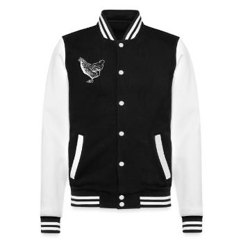 Chicken - Drawing - Chickens Fan - College Sweat Jacket - black/white - Front - Nik (191cm) & Marisol (170cm)