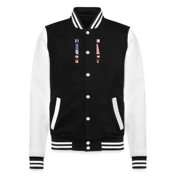 Amerikanisch Deutsch - College-Sweatjacke - Schwarz/Weiß - Vorne - Nik (191cm) & Marisol (170cm)