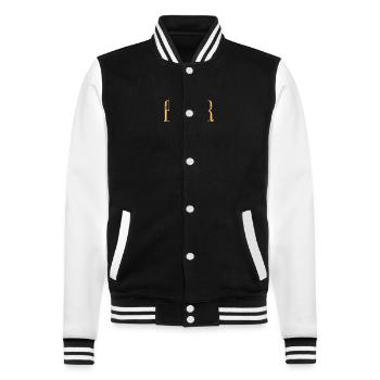 Berner mit Berner Braunbär der sonnige Kanton - College-Sweatjacke - Schwarz/Weiß - Vorne - Nik (191cm) & Marisol (170cm)