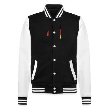 41 Zahl Deutschland Trikot - College-Sweatjacke - Schwarz/Weiß - Vorne - Nik (191cm) & Marisol (170cm)