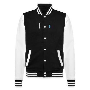 Megafon / Megaphone - Blau mit Augen - College-Sweatjacke - Schwarz/Weiß - Vorne - Nik (191cm) & Marisol (170cm)