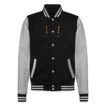 THOSE WHO STAND FOR NOTHING FALL FOR ANYTHING - College Sweat Jacket - black/heather grey - Front - Nik (191cm) & Marisol (170cm)