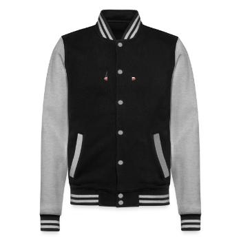 Pizza lover cat - College Sweat Jacket - black/heather grey - Front - Nik (191cm) & Marisol (170cm)