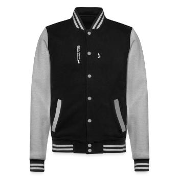 you disagree with me - College Sweat Jacket - black/heather grey - Front - Nik (191cm) & Marisol (170cm)