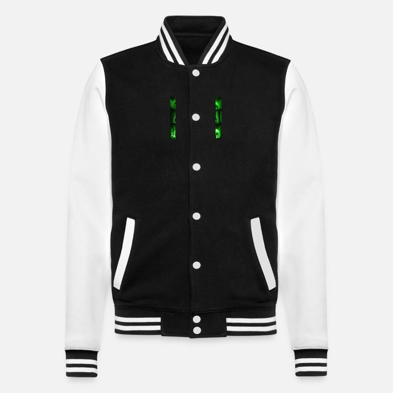 Elephant Pattern Design - Green - College Sweat Jacket - black/white