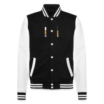 Bouvier australien chien rouge bleu talon - Veste Teddy - noir/blanc - Devant - Nik (191cm) & Marisol (170cm)