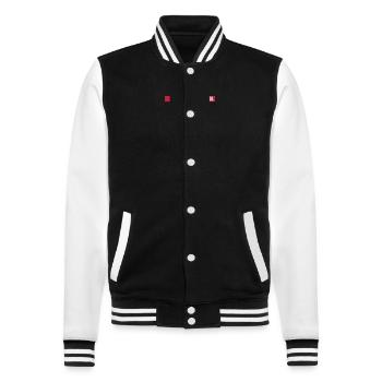 therapy is cool Quote - College Sweat Jacket - black/white - Front - Nik (191cm) & Marisol (170cm)