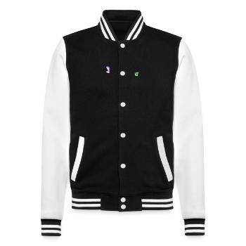 Friday is Highday mit Weedblatt - College-Sweatjacke - Schwarz/Weiß - Vorne - Nik (191cm) & Marisol (170cm)
