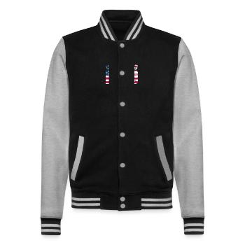 Lutte Slogan Arts Martiaux - Veste Teddy - noir/gris chiné - Devant - Nik (191cm) & Marisol (170cm)