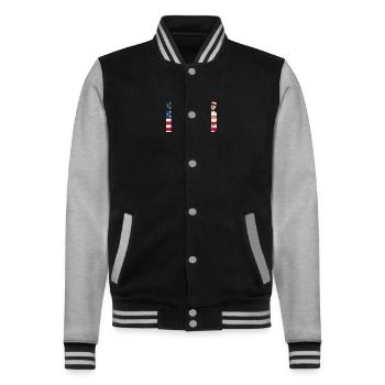 Lutte Slogan Arts Martiaux - Veste Teddy - noir/gris chiné - Devant - Nik (191cm) & Marisol (170cm)