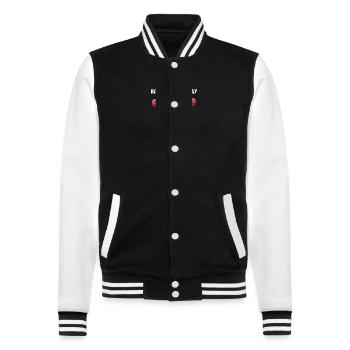 Happy hot dog day - College Sweat Jacket - black/white - Front - Nik (191cm) & Marisol (170cm)