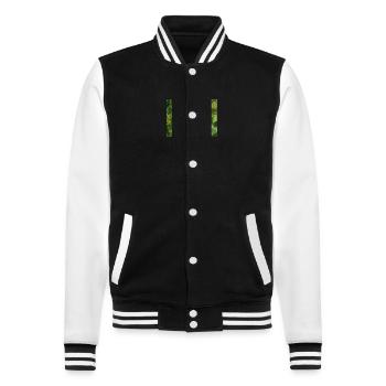 buddleia, butterfly bush or summer lilac 'Sungold' - College Sweat Jacket - black/white - Front - Nik (191cm) & Marisol (170cm)