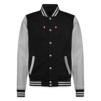 big bad wolf Zitat - College-Sweatjacke - Schwarz/Grau meliert - Vorne - Nik (191cm) & Marisol (170cm)