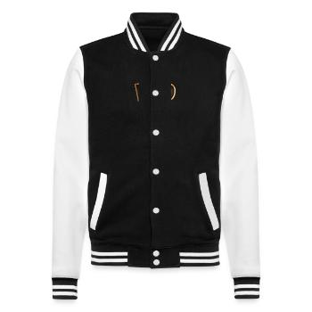 Papa ist golden - College-Sweatjacke - Schwarz/Weiß - Vorne - Nik (191cm) & Marisol (170cm)
