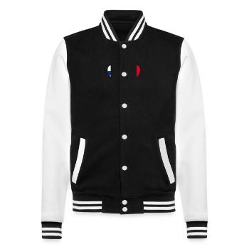Finland Romania Flag Heart - College Sweat Jacket - black/white - Front - Nik (191cm) & Marisol (170cm)