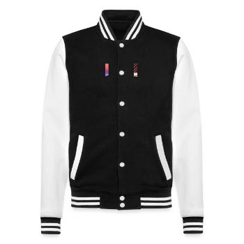 Synthwave voiture de sport depuis le futur de la fiction - Veste Teddy - noir/blanc - Devant - Nik (191cm) & Marisol (170cm)