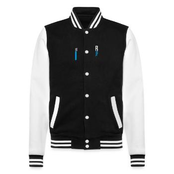 get older level up - College Sweat Jacket - black/white - Front - Nik (191cm) & Marisol (170cm)