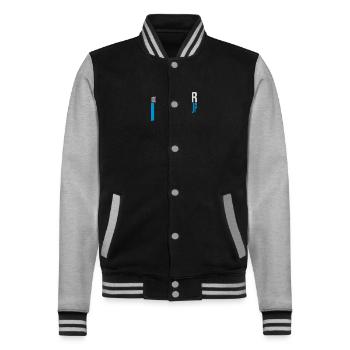 get older level up - College Sweat Jacket - black/heather grey - Front - Nik (191cm) & Marisol (170cm)