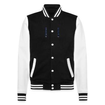 Mercy is for the weak saying lettering Graffiti on - College Sweat Jacket - black/white - Front - Nik (191cm) & Marisol (170cm)