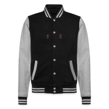 Grill Meister - College-Sweatjacke - Schwarz/Grau meliert - Vorne - Nik (191cm) & Marisol (170cm)