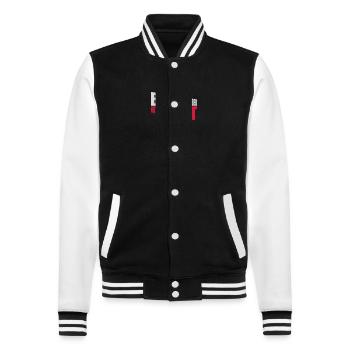 break her bed Zitat - College-Sweatjacke - Schwarz/Weiß - Vorne - Nik (191cm) & Marisol (170cm)