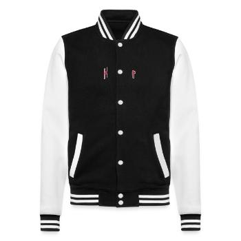 Helsingør Denmark flag - College Sweat Jacket - black/white - Front - Nik (191cm) & Marisol (170cm)