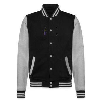 golfcoachgifts fun gift putter golfgift golfduvet - College Sweat Jacket - black/heather grey - Front - Nik (191cm) & Marisol (170cm)