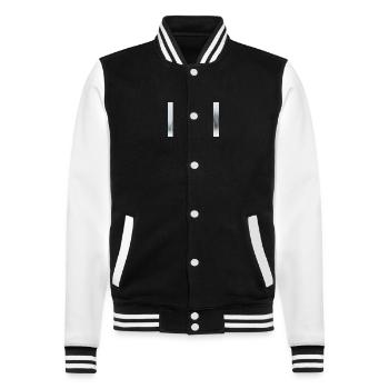 A row of snowy conifers in a winter landscape in m - College Sweat Jacket - black/white - Front - Nik (191cm) & Marisol (170cm)