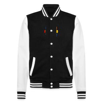 mein kostüm ist in der wäsche - College-Sweatjacke - Schwarz/Weiß - Vorne - Nik (191cm) & Marisol (170cm)