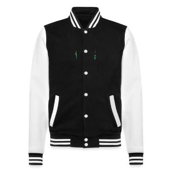 St. Patrick's Day Kleeblatt American Football - College-Sweatjacke - Schwarz/Weiß - Vorne - Nik (191cm) & Marisol (170cm)