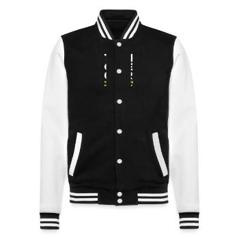 Bräutigam Support JGA Team Game Over - College-Sweatjacke - Schwarz/Weiß - Vorne - Nik (191cm) & Marisol (170cm)