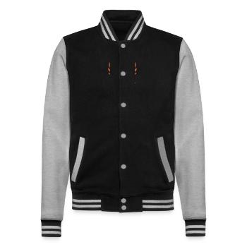 Phoenix - College Sweat Jacket - black/heather grey - Front - Nik (191cm) & Marisol (170cm)
