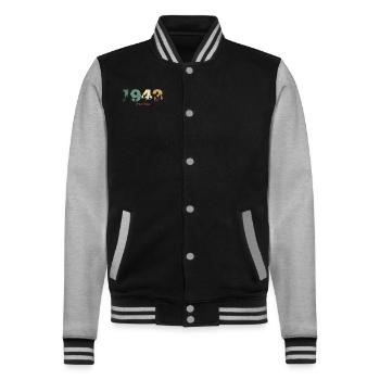 1943 Limited Edition - College-Sweatjacke - Schwarz/Grau meliert - Vorne - Nik (191cm) & Marisol (170cm)