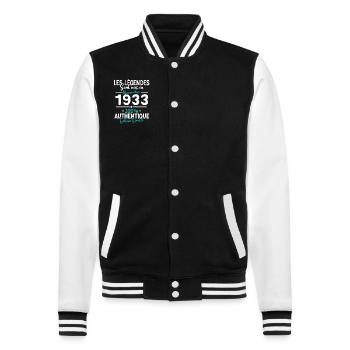 Cadeau Anniversaire Novembre 1933 90 Ans - Veste Teddy - noir/blanc - Devant - Nik (191cm) & Marisol (170cm)