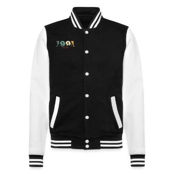 Vintage Nature 1991 Cadeau d’anniversaire - Veste Teddy - noir/blanc - Devant - Nik (191cm) & Marisol (170cm)
