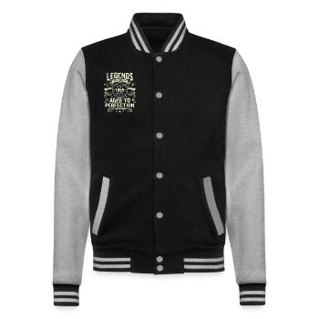 Vintage Geschenk 1955 | 68 Jahre - College-Sweatjacke - Schwarz/Grau meliert - Vorne - Nik (191cm) & Marisol (170cm)