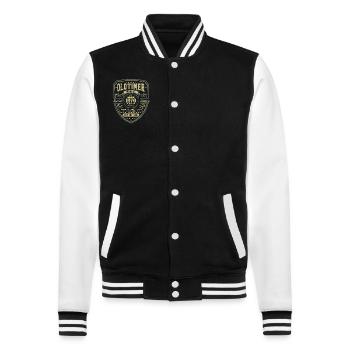 Vintage 1970 - Zeitloses Geschenk - College-Sweatjacke - Schwarz/Weiß - Vorne - Nik (191cm) & Marisol (170cm)
