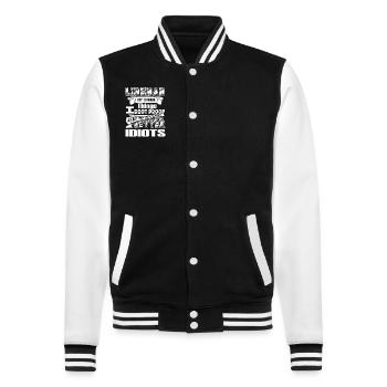 Lineman Lineman I Try To Make Things Idiot Proof - College Sweat Jacket - black/white - Front - Nik (191cm) & Marisol (170cm)