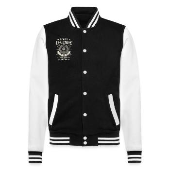 Legendäres Geburtstagsgeschenk 64 Jahren - College-Sweatjacke - Schwarz/Weiß - Vorne - Nik (191cm) & Marisol (170cm)