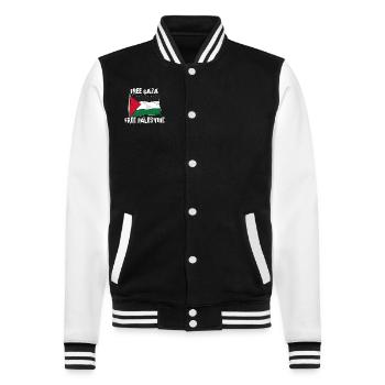 Liberté pour Gaza et la Palestine - Veste Teddy - noir/blanc - Devant - Nik (191cm) & Marisol (170cm)