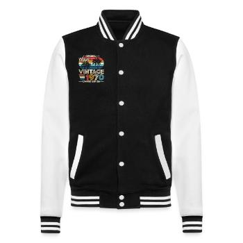 Legendärer 54. Geburtstag - Jahrgang 1970 - College-Sweatjacke - Schwarz/Weiß - Vorne - Nik (191cm) & Marisol (170cm)