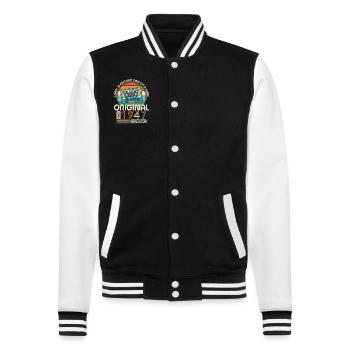 Millésime 1947 - 77e anniversaire Style rétro - Veste Teddy - noir/blanc - Devant - Nik (191cm) & Marisol (170cm)