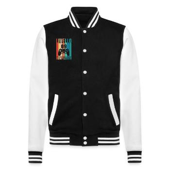 Stufe 9 abgeschlossen - College-Sweatjacke - Schwarz/Weiß - Vorne - Nik (191cm) & Marisol (170cm)