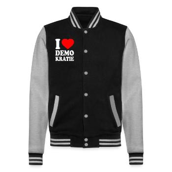 i love demokratie - College-Sweatjacke - Schwarz/Grau meliert - Vorne - Nik (191cm) & Marisol (170cm)