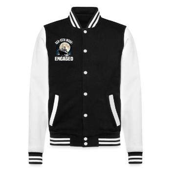 Sea-esta Mode Engaged Cruise Ship Vacation Group - College-Sweatjacke - Schwarz/Weiß - Vorne - Nik (191cm) & Marisol (170cm)