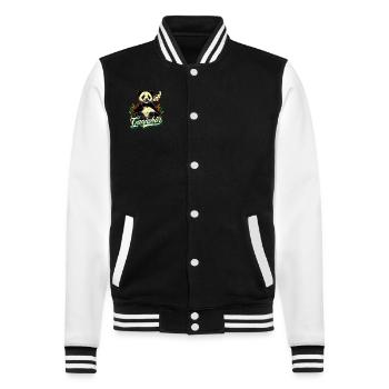 Knatter Pandabär - College-Sweatjacke - Schwarz/Weiß - Vorne - Nik (191cm) & Marisol (170cm)