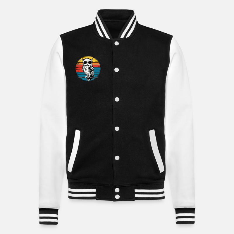Nachteule Eule Eulen Vogel - College-Sweatjacke - Schwarz/Weiß